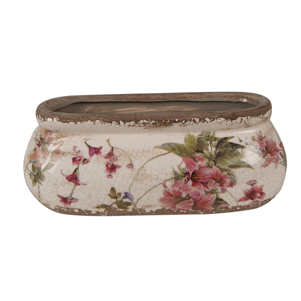 [6CE1603S] Pot de fleurs d'intérieur Rose Beige 18x7x7 cm