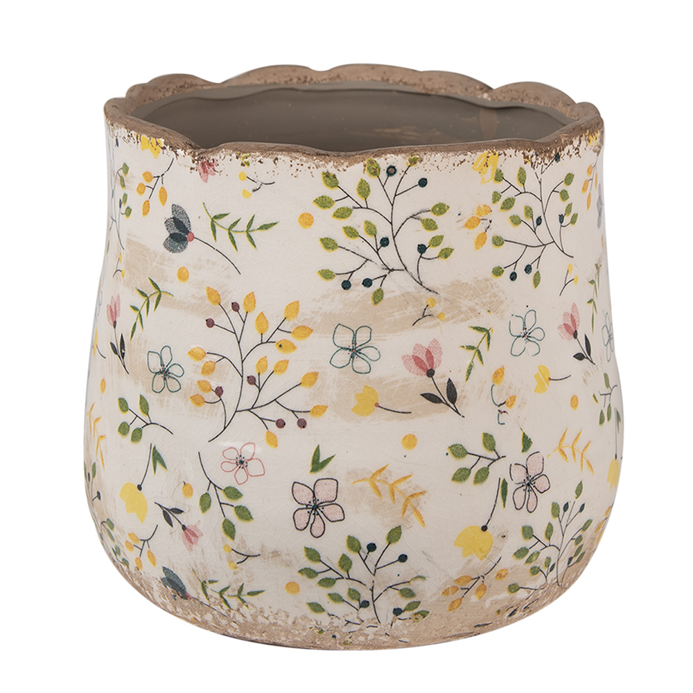 [6CE1610M] Pot de fleurs d'intérieur Beige Jaune Ø 18x16 cm