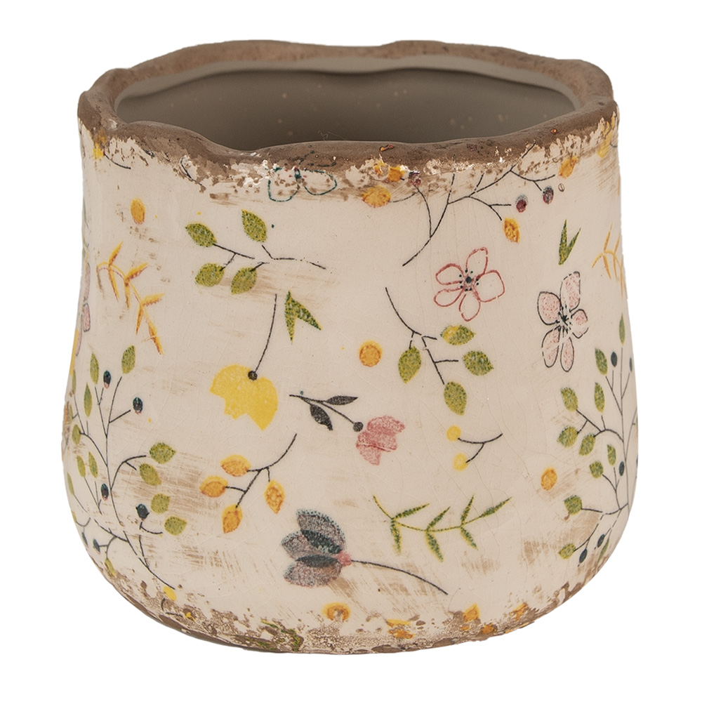 [6CE1610XS] Pot de fleurs d'intérieur Beige Jaune Ø 11x10 cm