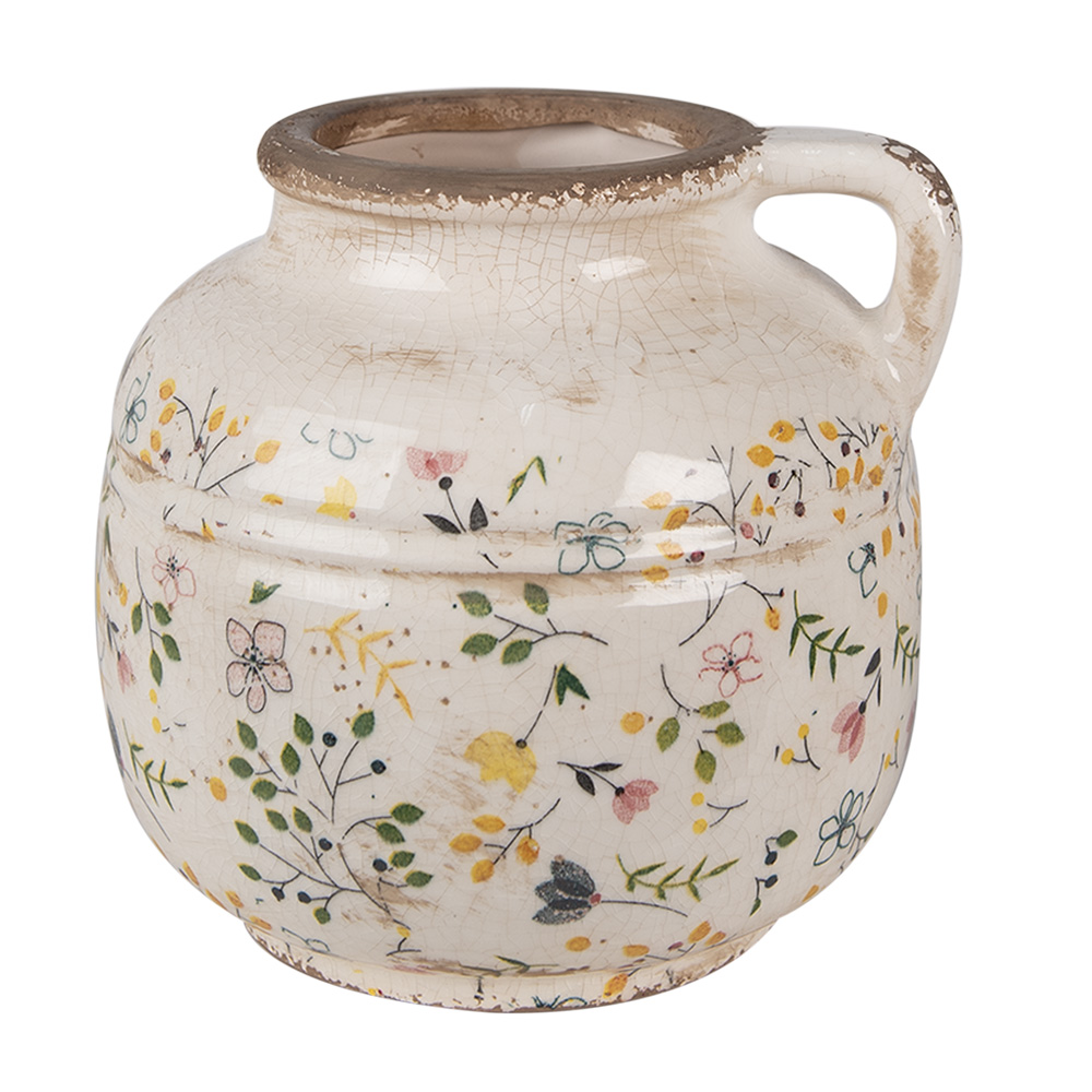 [6CE1611L] Decorative Pitcher Beige Yellow Ø 17x16 cm