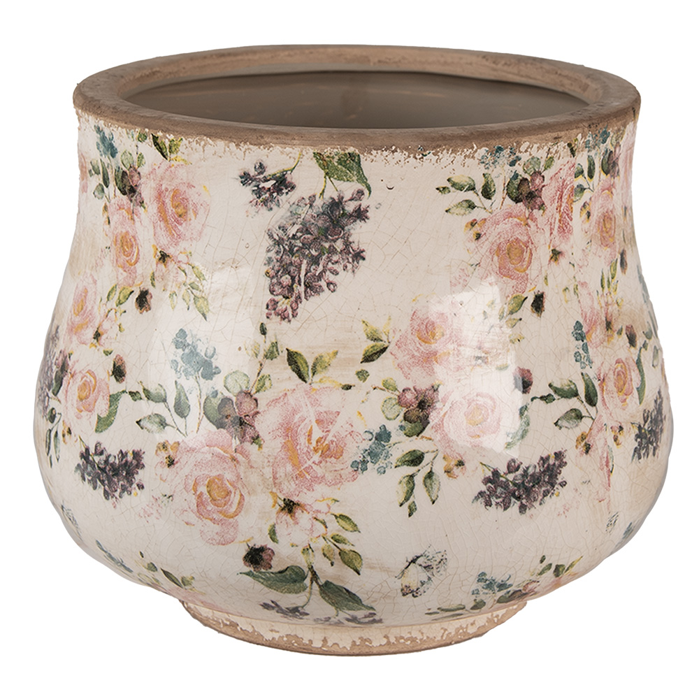 [6CE1612L] Vaso Porta Pianta Beige Rosa Ø 22x18 cm