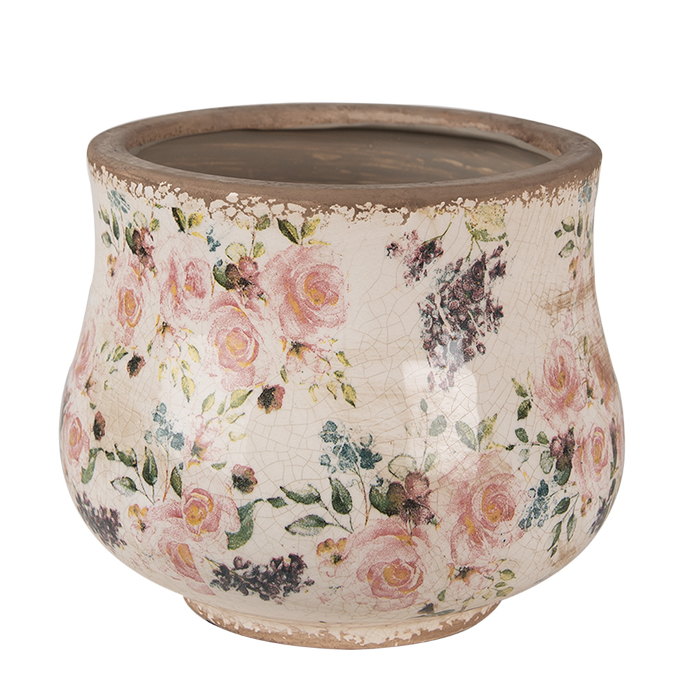 [6CE1612M] Vaso Porta Pianta Beige Rosa Ø 18x15 cm
