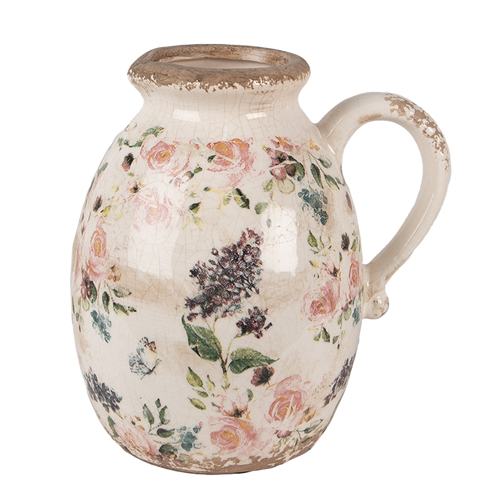 [6CE1613M] Decorative Pitcher Beige Pink 17x13x18 cm