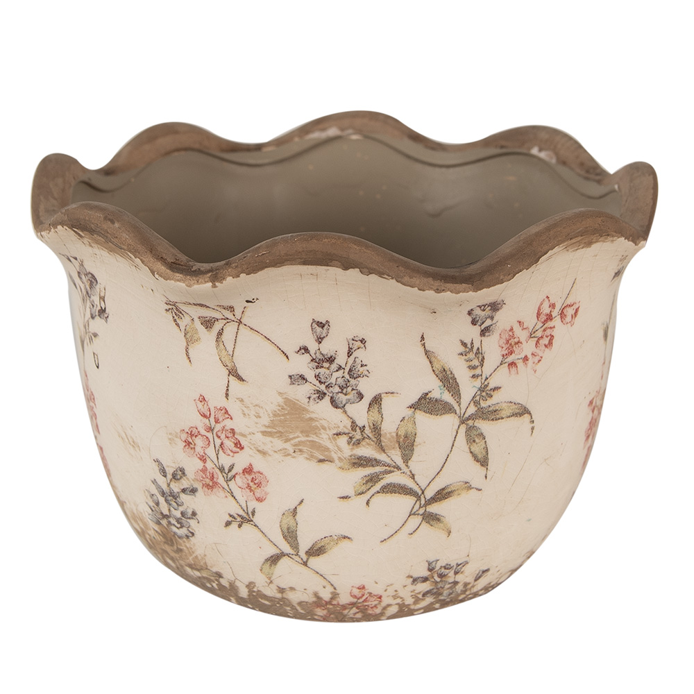 [6CE1617M] Vaso Porta Pianta Beige Rosa Ø 17x11 cm