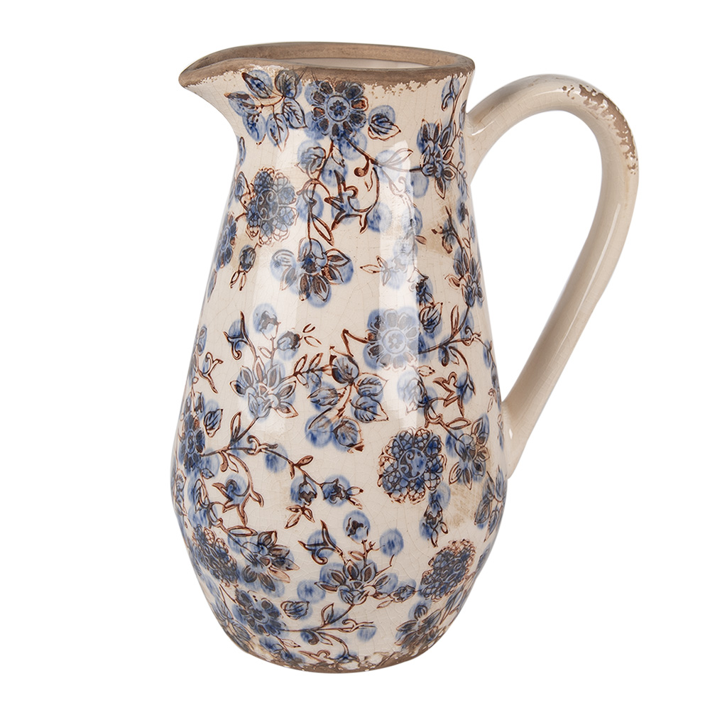 [6CE1621M] Pichet décoratif Beige Bleu 20x14x25 cm