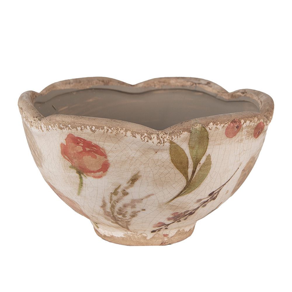 [6CE1626S] Vaso Porta Pianta Beige Rosa Ø 16x9 cm