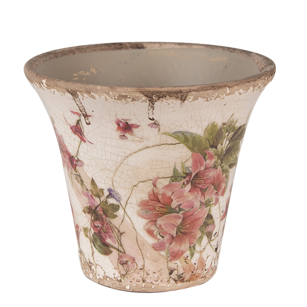 [6CE1627M] Pot de fleurs d'intérieur Beige Rose Ø 13x11 cm