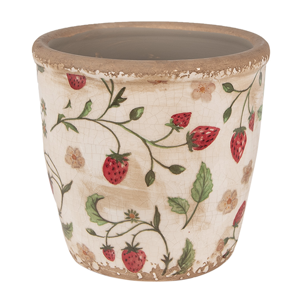 [6CE1631S] Pot de fleurs d'intérieur Beige Rouge Ø 13x13 cm