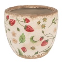 Vaso Porta Pianta Beige Rosso Ø 13x11 cm
