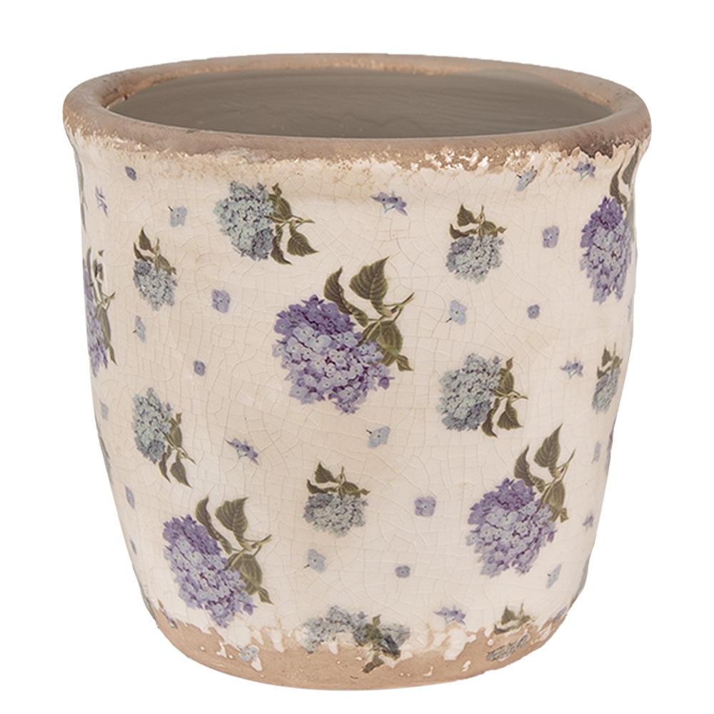 [6CE1638S] Vaso Porta Pianta Beige Blu Ø 13x12 cm
