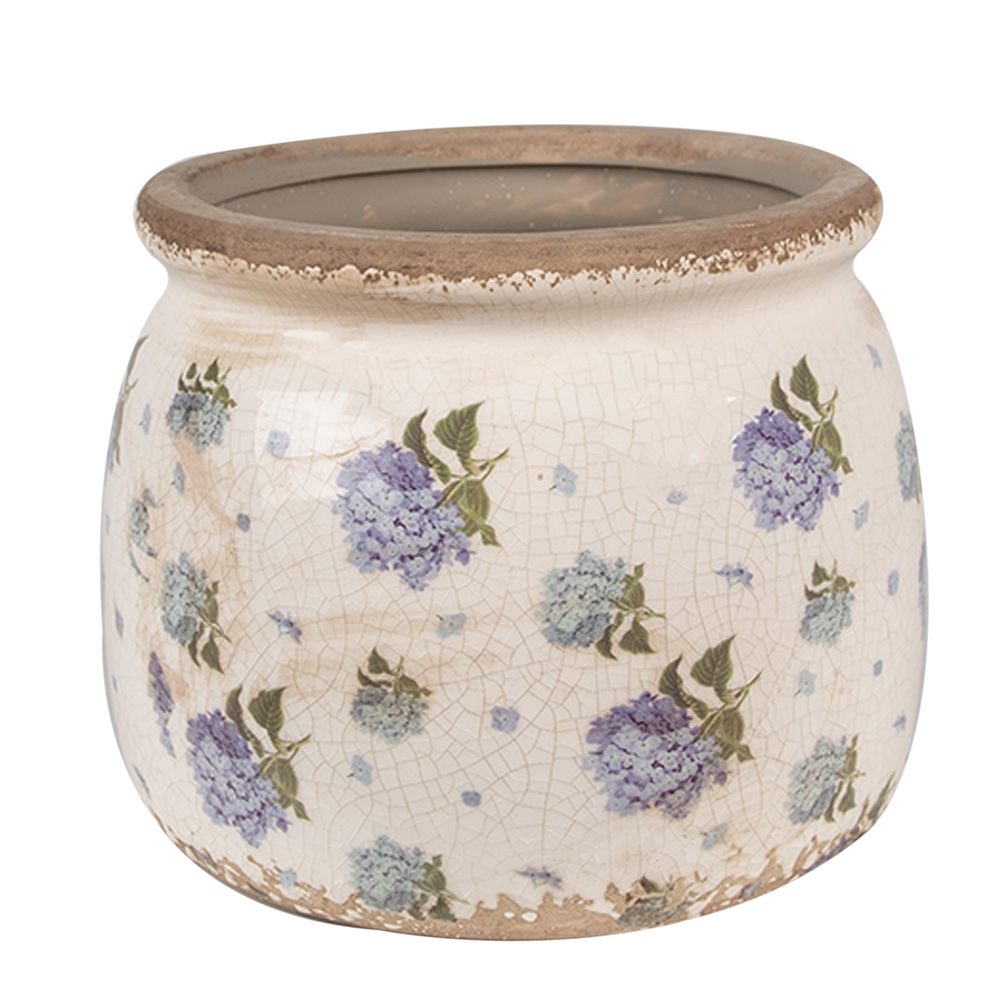 [6CE1639M] Blumentopf für Innen Beige Blau Ø 16x13 cm