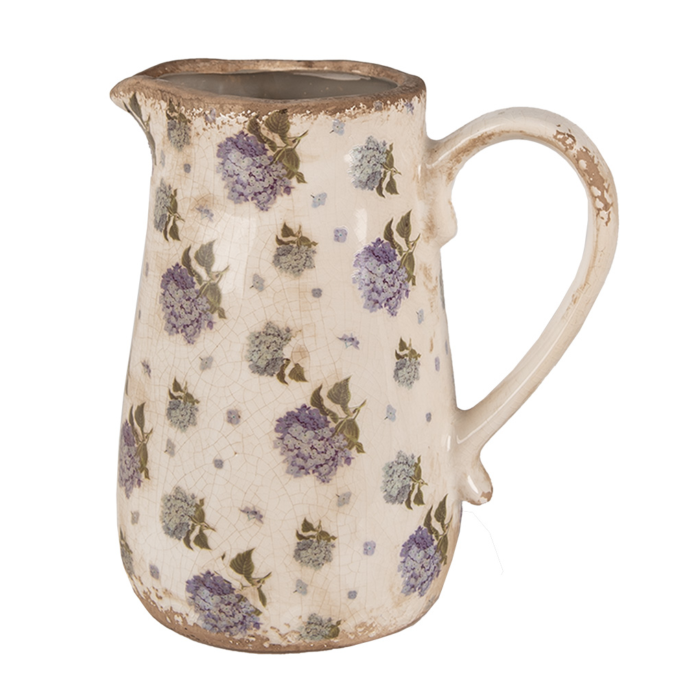 [6CE1640M] Pichet décoratif Beige Bleu 16x12x18 cm