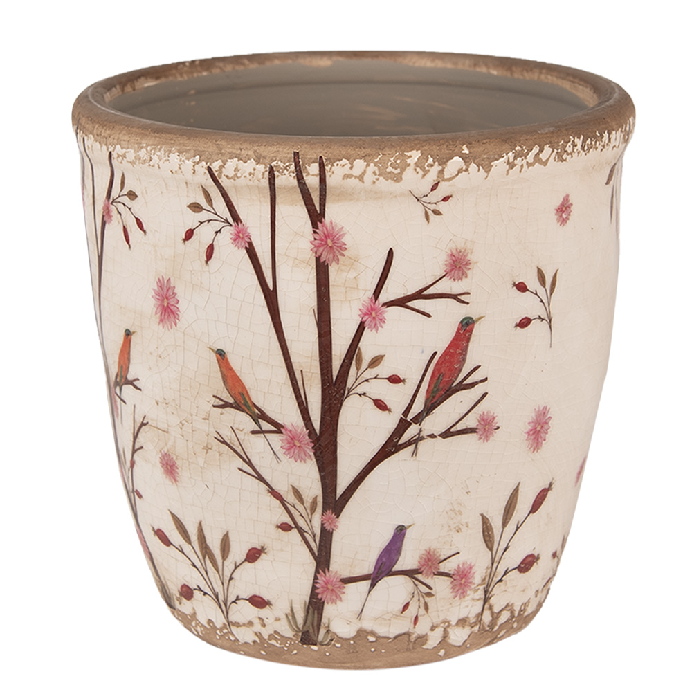 [6CE1641L] Vaso Porta Pianta Beige Marrone Ø 16x16 cm