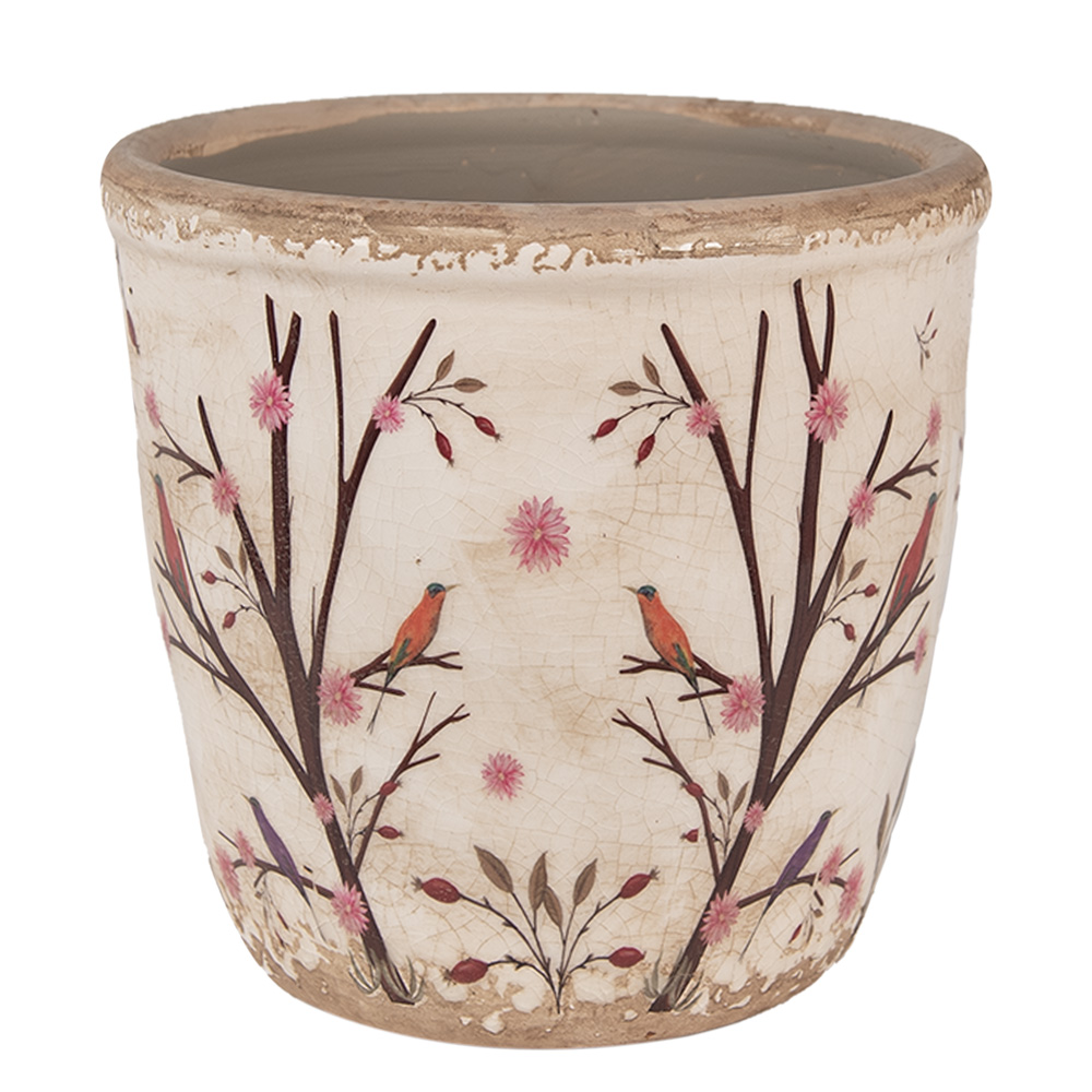 [6CE1641M] Blumentopf für Innen Beige Braun Ø 14x13 cm