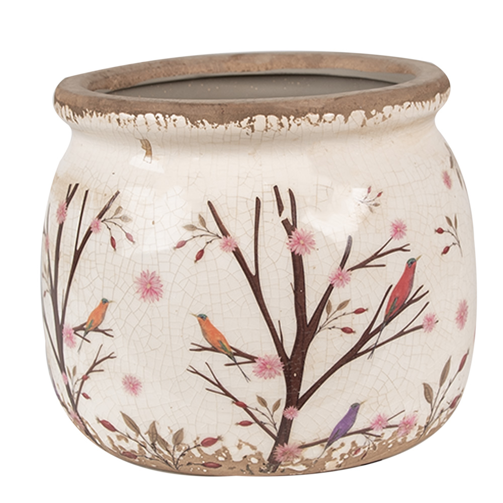 [6CE1642M] Pot de fleurs d'intérieur Beige Marron Ø 16x13 cm
