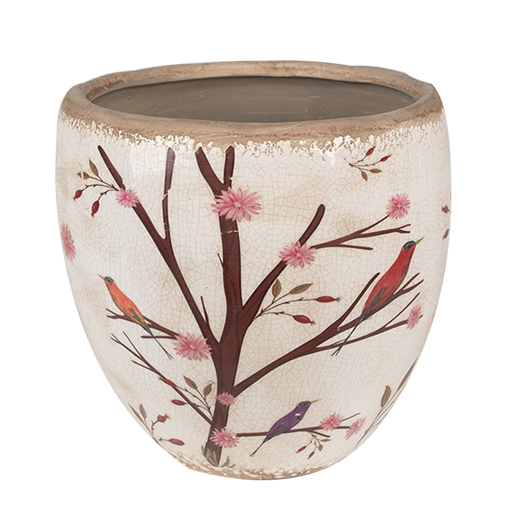 [6CE1645L] Blumentopf für Innen Beige Braun Ø 18x17 cm