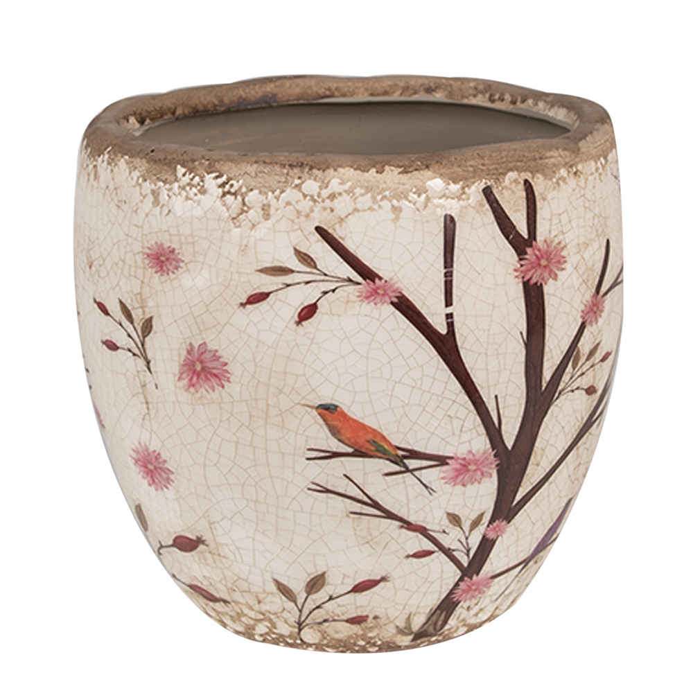 [6CE1645M] Blumentopf für Innen Beige Braun Ø 14x14 cm