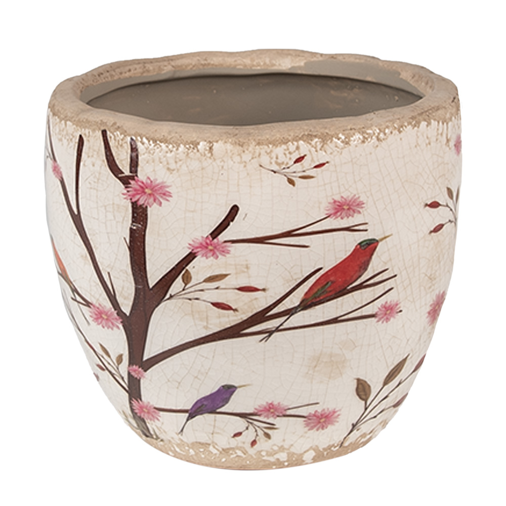 [6CE1645S] Vaso Porta Pianta Beige Marrone Ø 13x11 cm