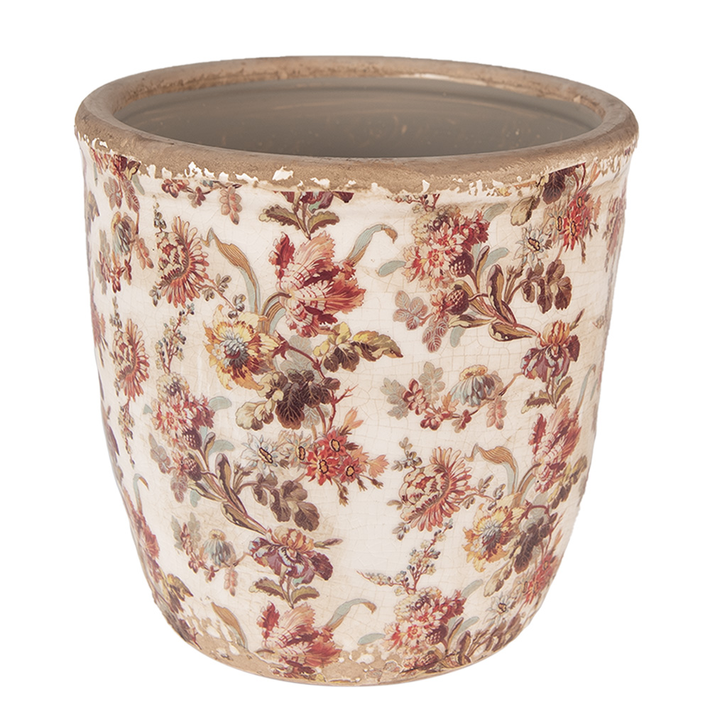 [6CE1649L] Vaso Porta Pianta Beige Rosa Ø 16x16 cm