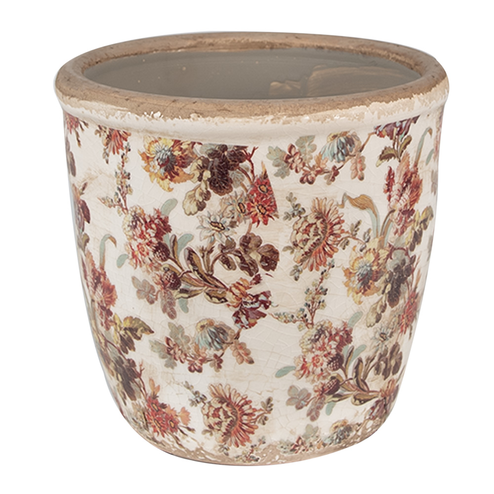 [6CE1649M] Vaso Porta Pianta Beige Rosa Ø 14x13 cm