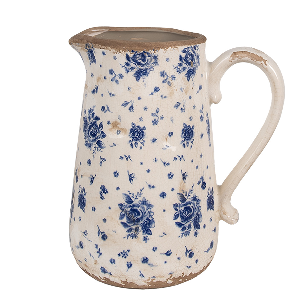 [6CE1660L] Decorative Pitcher Beige Blue 21x15x23 cm