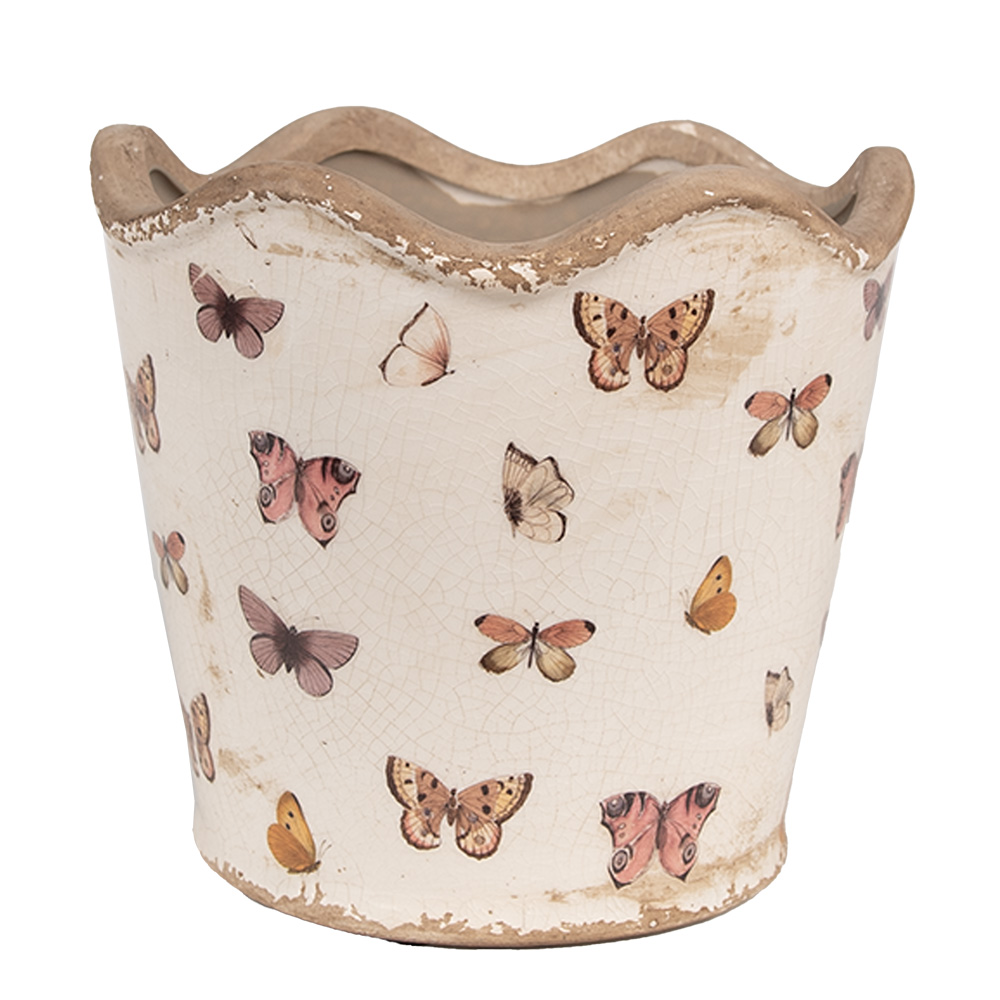 [6CE1664M] Blumentopf für Innen Beige Rosa Ø 16x15 cm