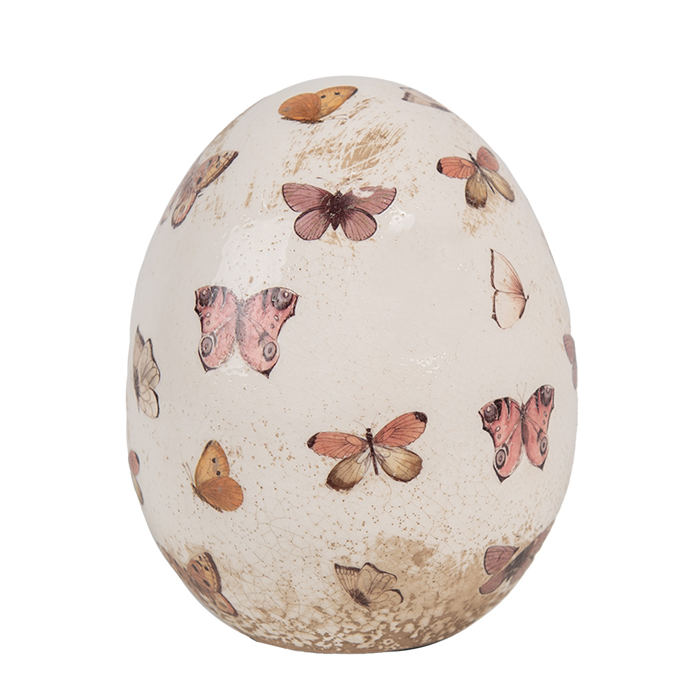 [6CE1667M] Deko Ei Beige Rosa Ø 10x12 cm