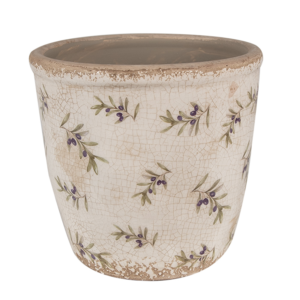 [6CE1669M] Vaso Porta Pianta Beige Ø 14x13 cm