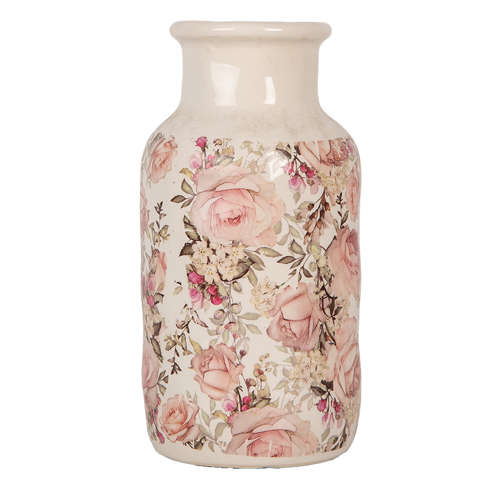 [6CE1930M] Vase Beige Rose Ø 14x26 cm