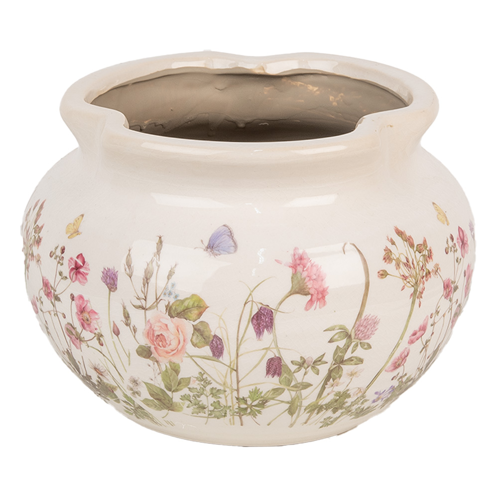 [6CE1944L] Flower Pot Inside Beige Pink Ø 23x16 cm