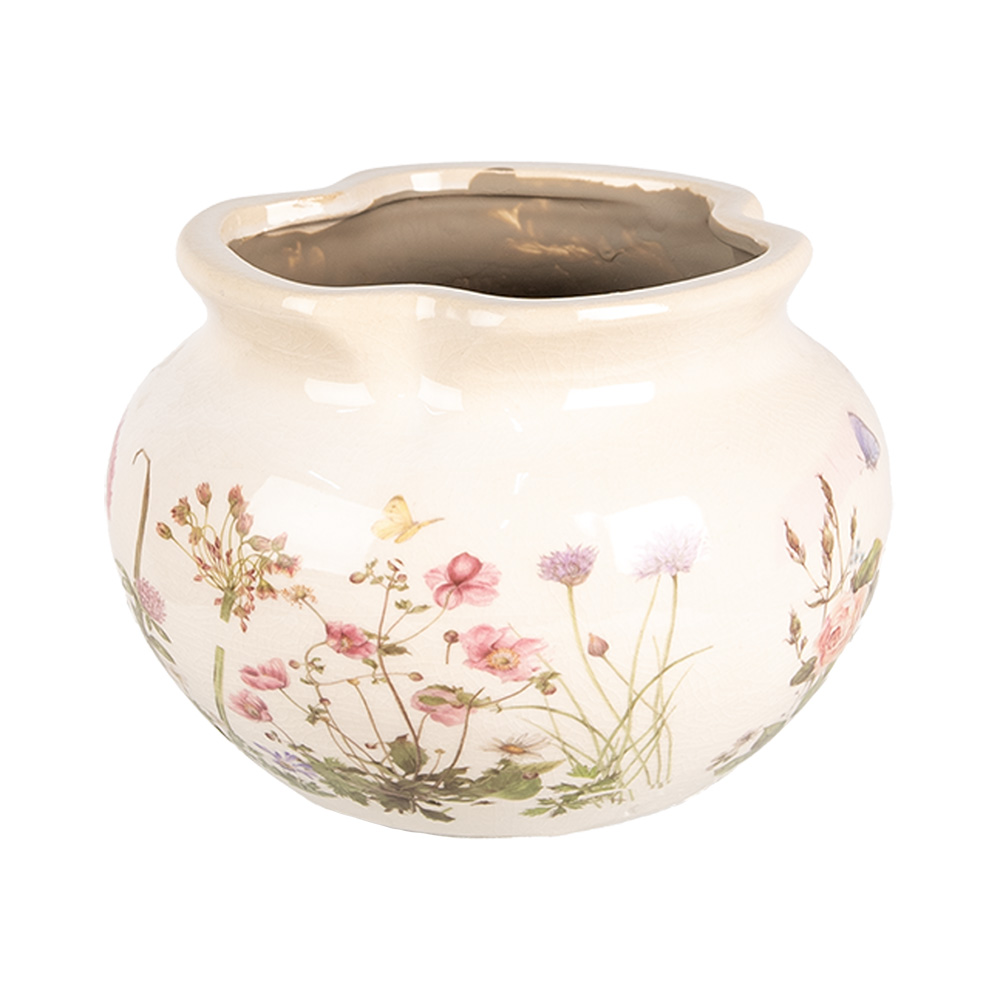 [6CE1944M] Blumentopf für Innen Beige Rosa Ø 20x14 cm