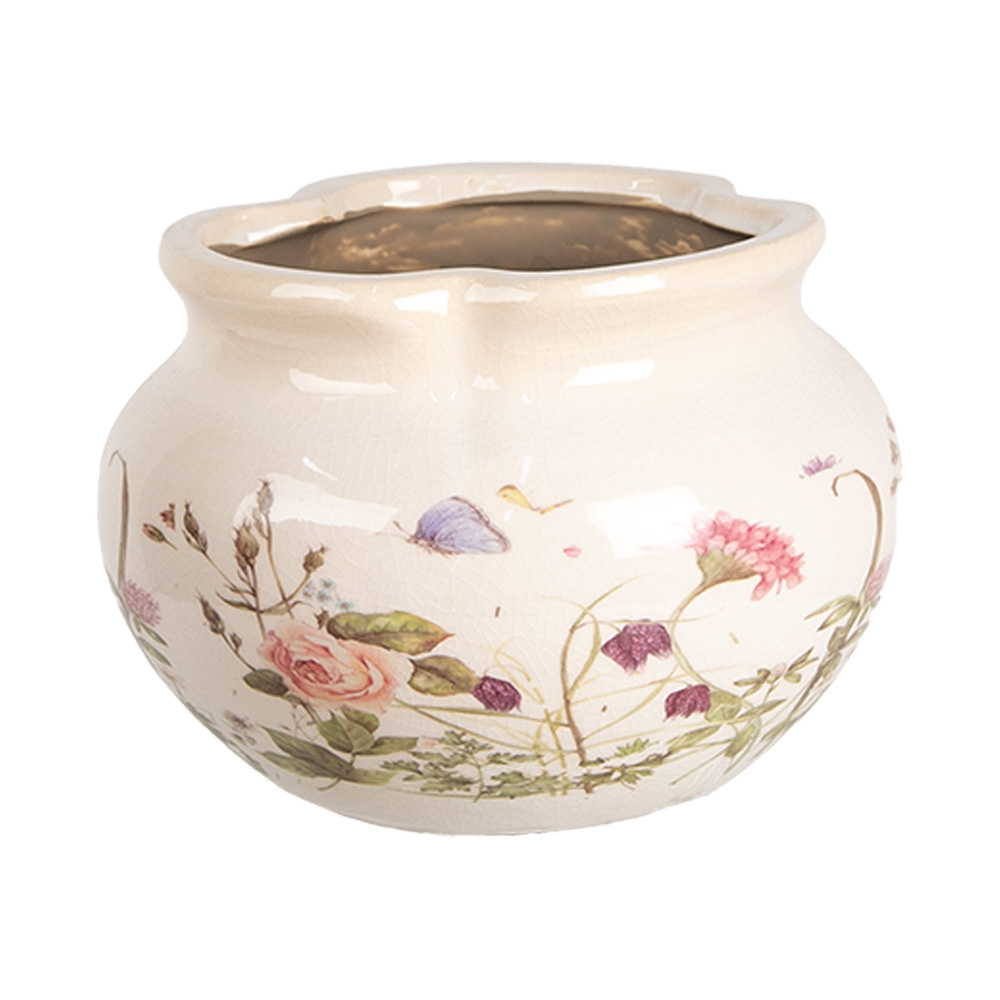 [6CE1944S] Vaso Porta Pianta Beige Rosa Ø 17x12 cm