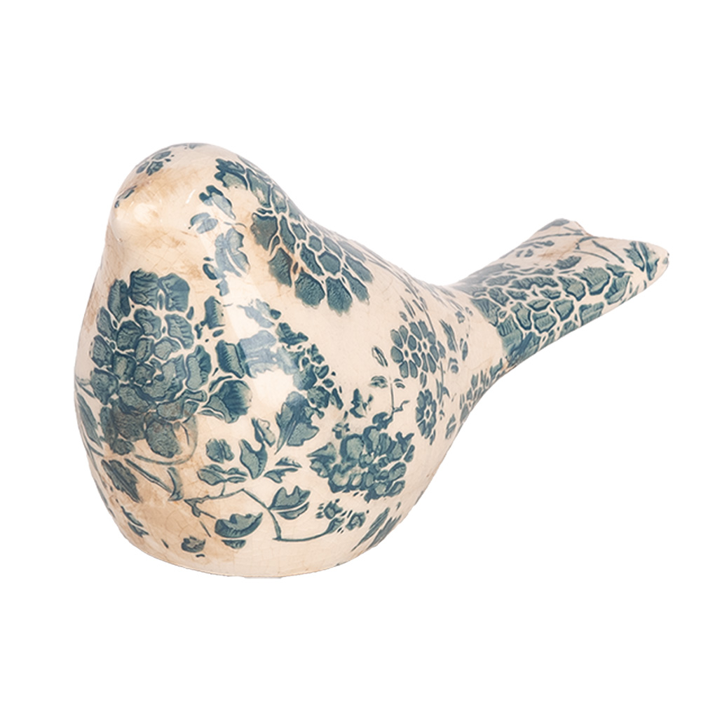 [6CE1950S] Decoration Bird Beige Green 16x7x9 cm
