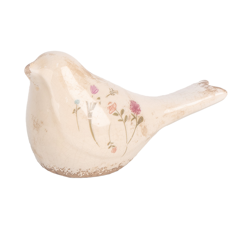 [6CE1952S] Decoration Bird Pink Beige 16x7x9 cm