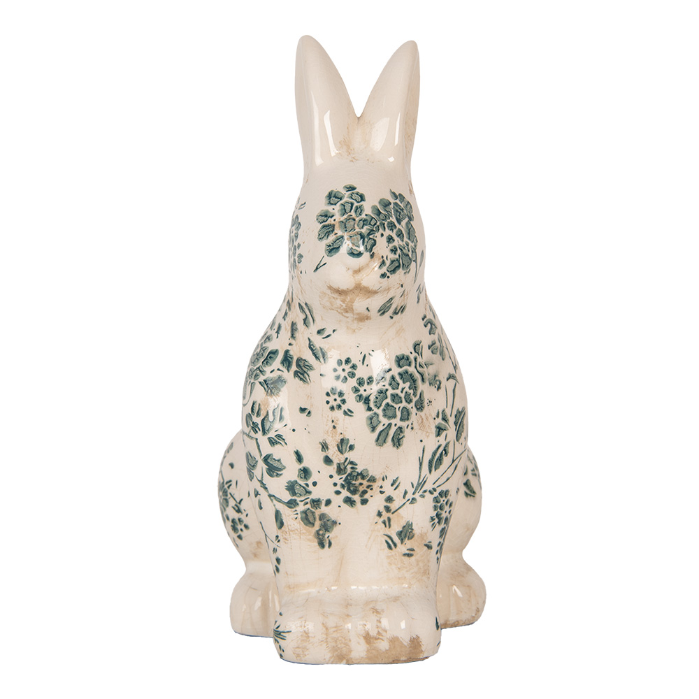 [6CE1955M] Image de décoration Lapin Beige Vert 13x10x21 cm