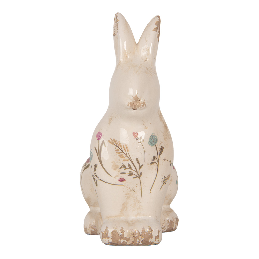 [6CE1958M] Decoration Statue Rabbit Beige Pink 13x10x21 cm