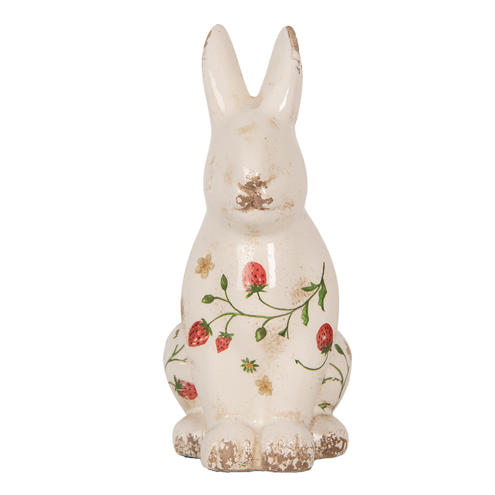 [6CE1960L] Decoration Statue Rabbit Beige Red 16x12x28 cm