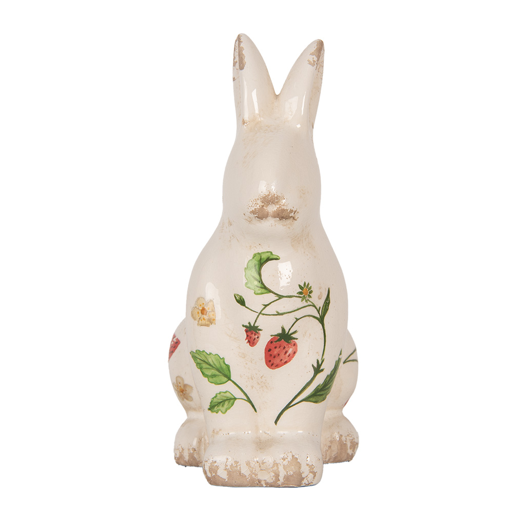 [6CE1960M] Decoration Statue Rabbit Beige Red 13x10x21 cm