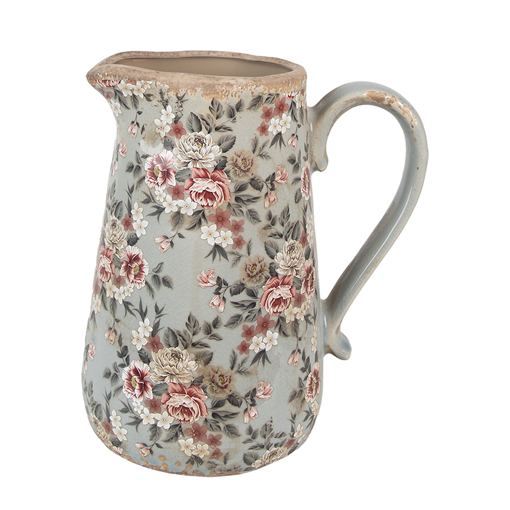 [6CE1965L] Brocca Decorativa Grigio Rosa 21x15x23 cm