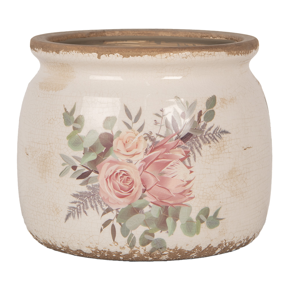 [6CE1978M] Pot de fleurs d'intérieur Beige Rose Ø 16x13 cm