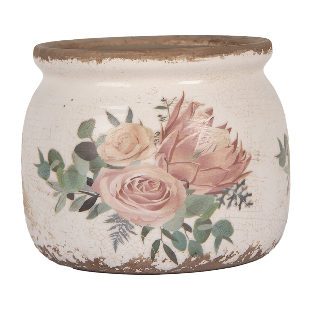 [6CE1978S] Blumentopf für Innen Beige Rosa Ø 12x10 cm