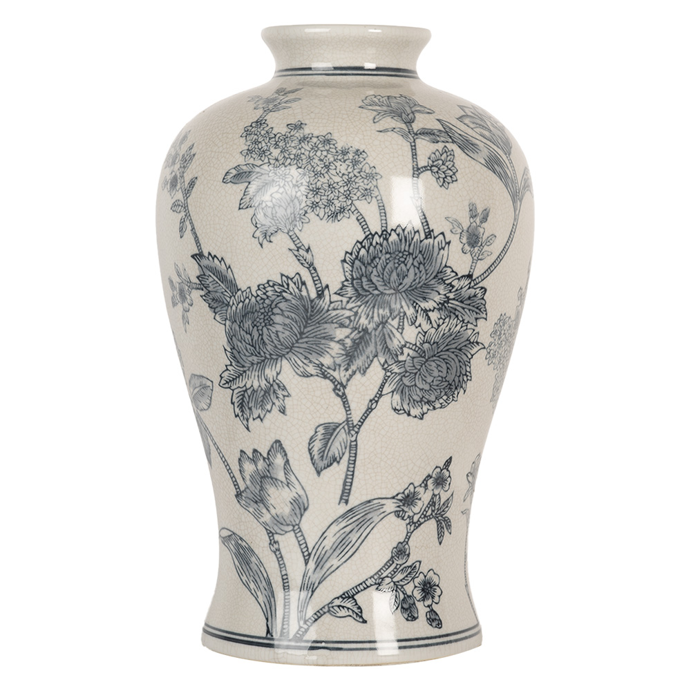 [6CE2072] Vase Blanc Bleu Ø 19x32 cm