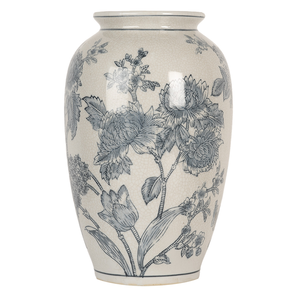 [6CE2074] Vase Blanc Bleu Ø 17x27 cm