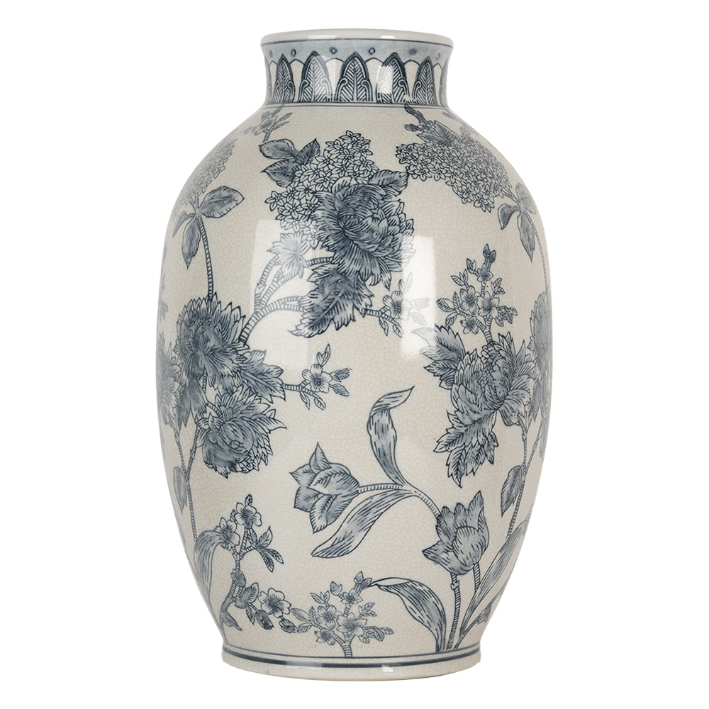 [6CE2075] Vase White Blue Ø 22x36 cm