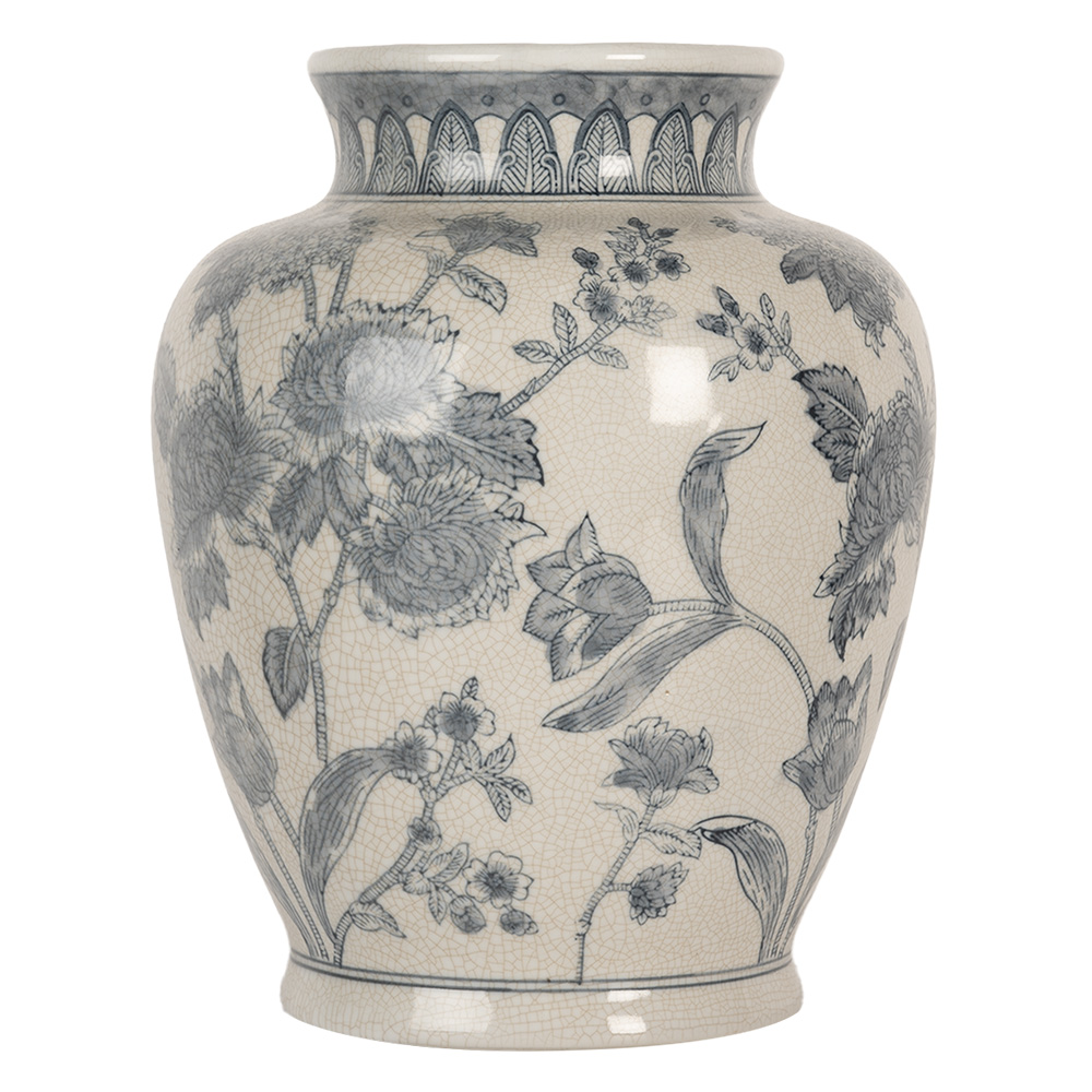 [6CE2076] Vase Weiß Blau Ø 23x29 cm