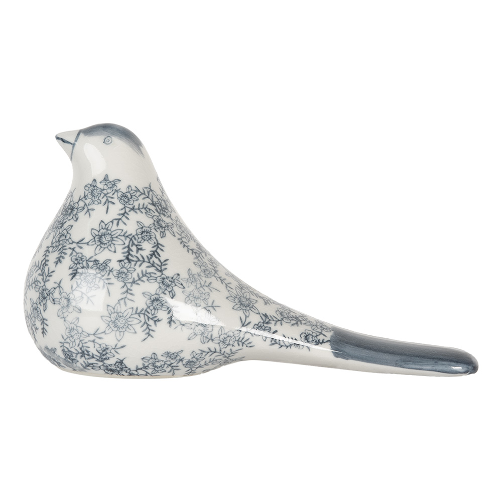[6CE2091] Décoration Oiseau Blanc Bleu 25x11x13 cm