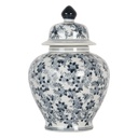 Decoration Jar with Lid White Blue Ø 14x21 cm