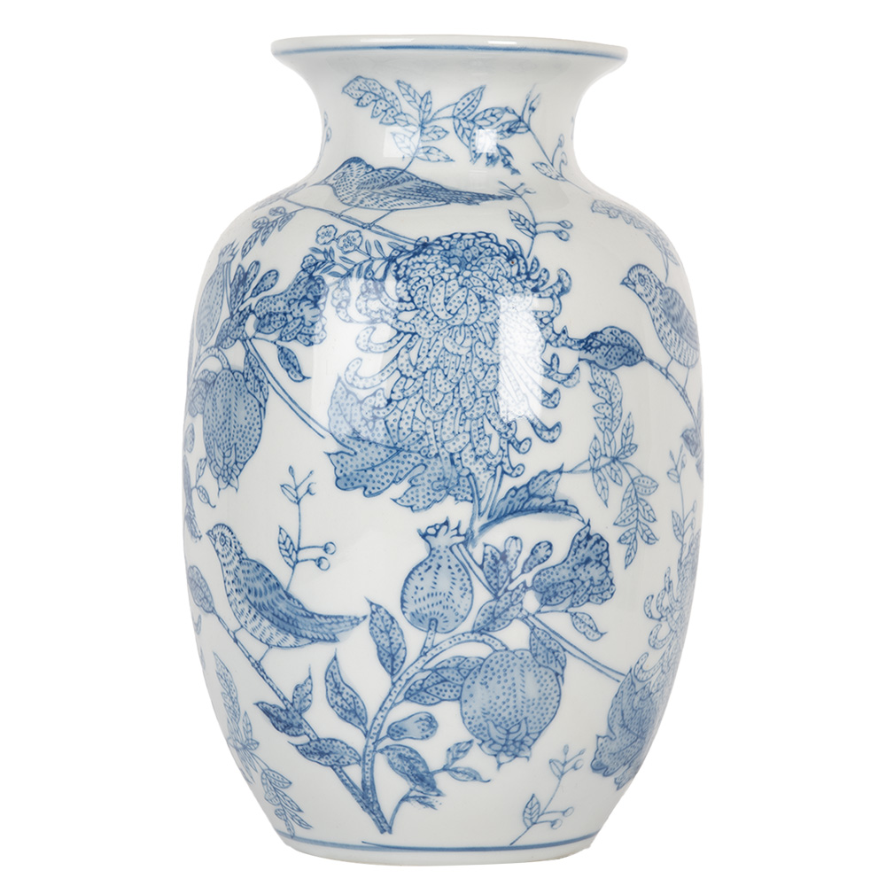 [6CE2100] Vase White Blue Ø 14x23 cm