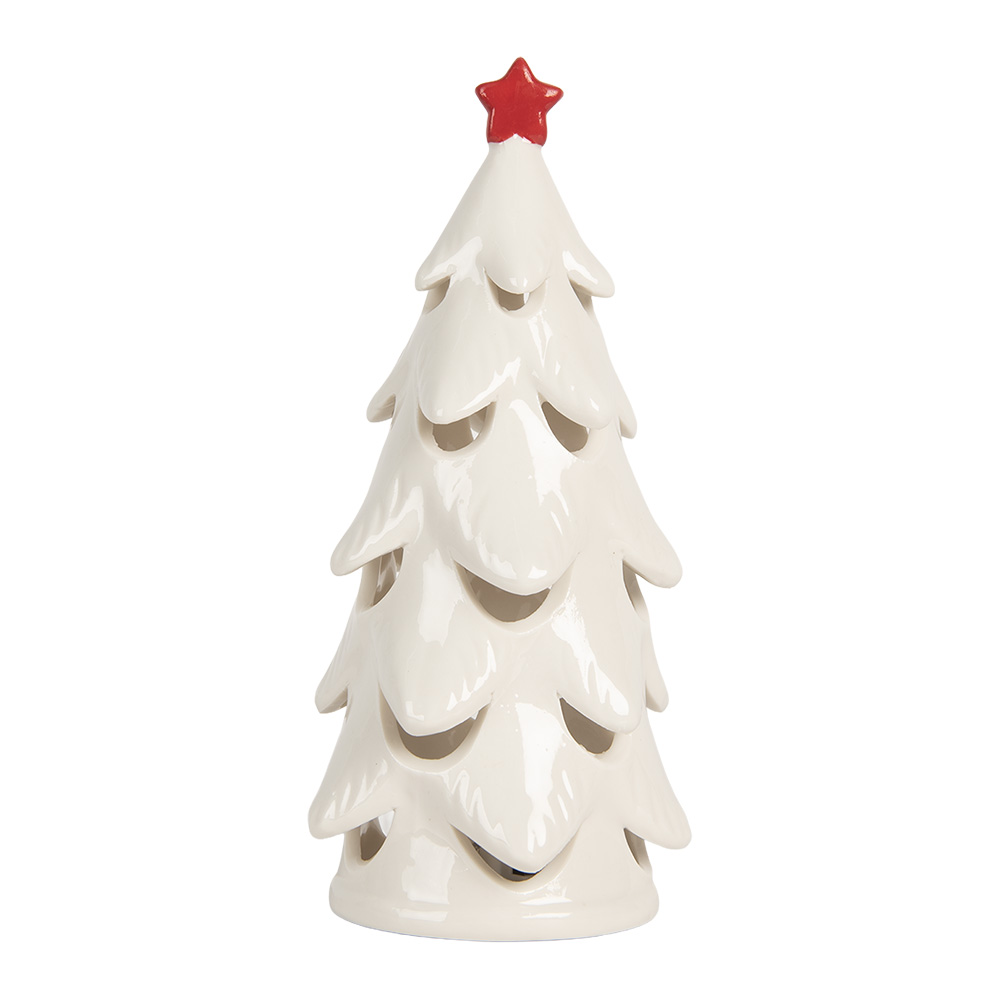 [6CE2178S] Décoration Arbre de Noël avec LED Blanc Rouge Ø 9x19 cm