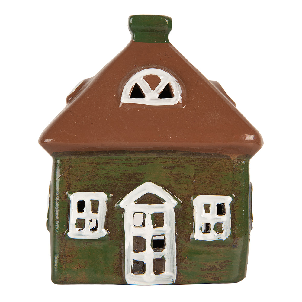 [6CE2185] Decorazione Casa Verde Marrone 12x9x14 cm